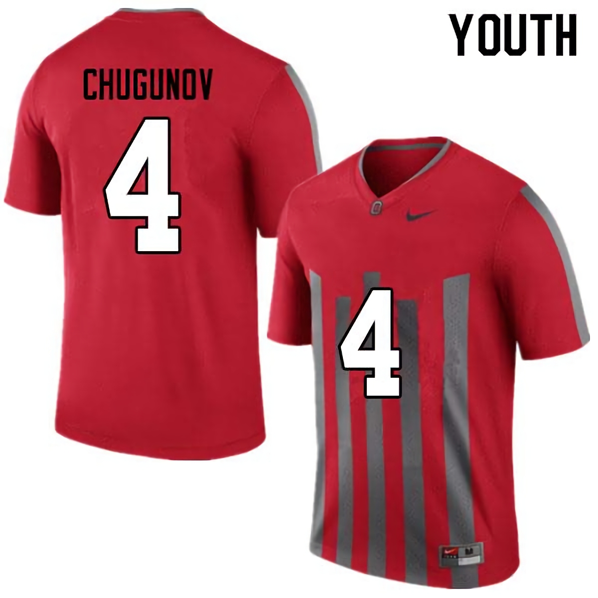 Chris Chugunov Ohio State Buckeyes Youth NCAA #4 Nike Throwback Red College Stitched Football Jersey MUH5756XQ